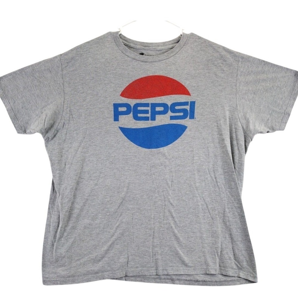 Pepsi‎ Logo Graphic T Shirt Mens 2XL Grey Short sleeve Pop culture Cotton